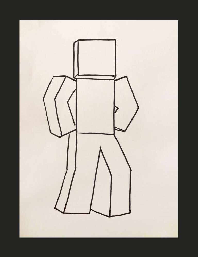 Outlined Roblox Noob Minecraft Skin
